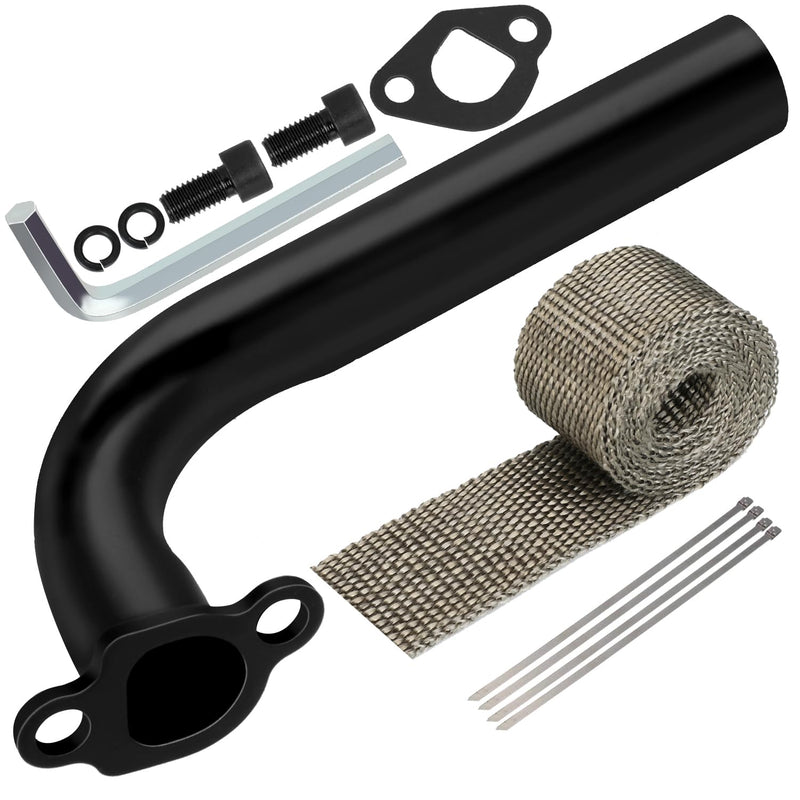 YOXUFA 212cc Exhaust Pipe Header Replacement for Predator 212cc 196cc 224cc 6.5hp Coleman CT200U CT200U-EX BT200X KT196 Baja Warrior Massimo MB200 Mini Bike Go Kart GX160 GX200 Small Engine Parts black Without interface
