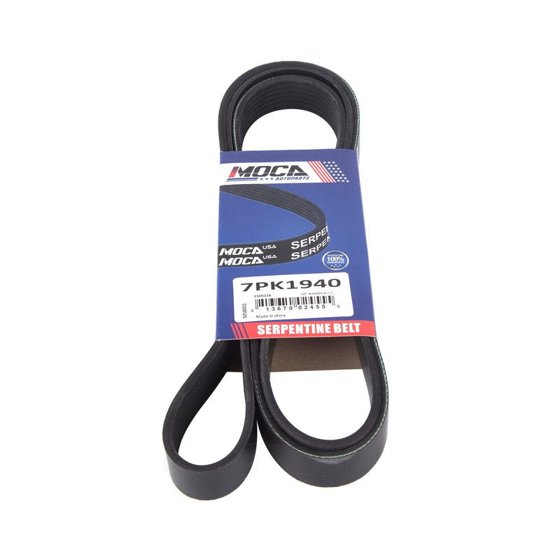 MOCA 7PK1940 EPDM Serpentine Belt fits 2007-2009 for Scion tC 2.4L, 2004-2006 for Toyota Solara 2.4L 2362CC l4 Gas DOHC, 2004-2006 for Toyota Camry 2.4L 2362CC l4 Gas DOHC 1