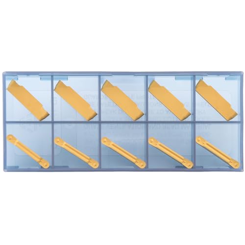 MRMN300-M Carbide Grooving Inserts for MGEHR/L and MGIVR/L Grooving Cut-Off Tool Holder, CVD Yellow Coating, 10pcs MRMN300-M CVD Coated