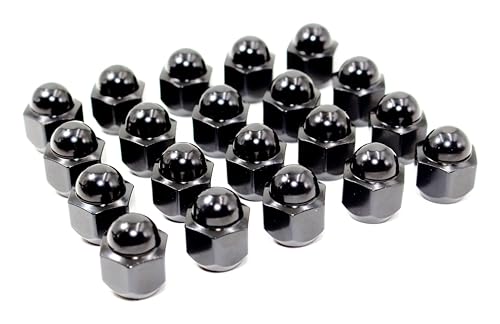 Set of 20 Veritek 12x1.25mm 3/4 Hex 0.95 Inch Black OEM Factory Style Acorn Conical Seat Dome Top Lug Nuts for Subaru Factory Wheels