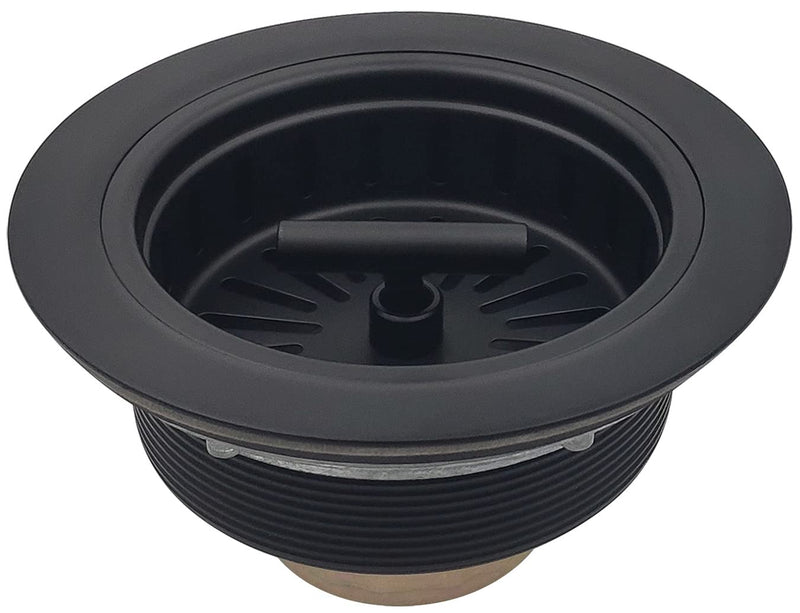 3-1/2 Inch Matte Black All Stainless Steel Kitchen Sink Drain Strainer Assembly with Strainer Basket, Drain Stopper Replacement for 3.5 Inch Kitchen Sink