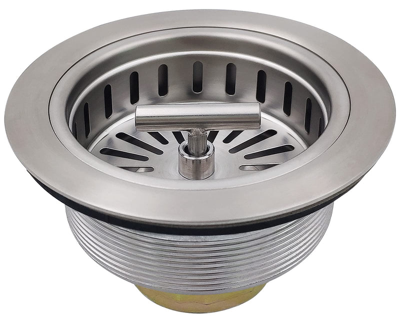 EADOT 3-1/2 Inch Brushed Nickel Sink Strainers for Kitchen Sink, Stainless Steel Kitchen Sink Drain Strainer Assembly with Strainer Basket And Drain Stopper, US Standard Kitchen Sink Drain Replacement