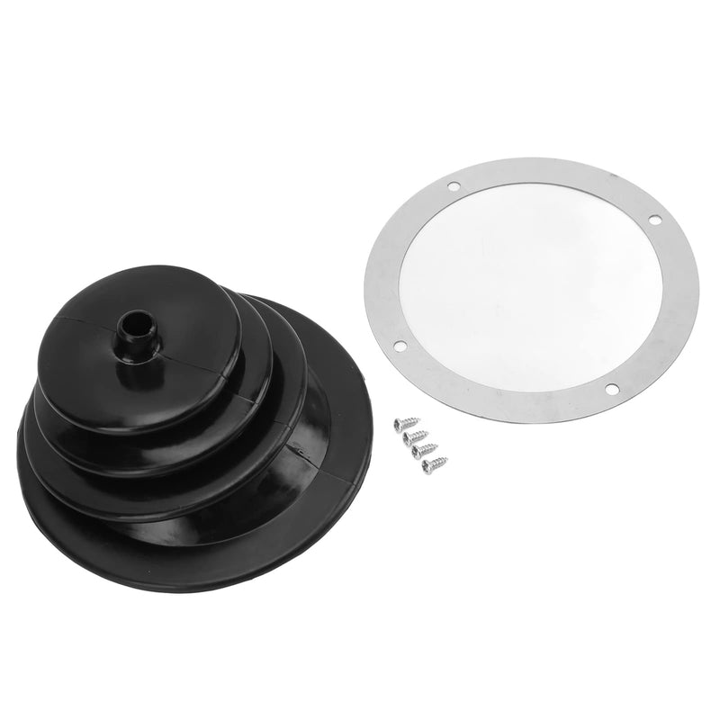 Gear Shift Boot Cover and Plate Kit - Universal Replacement Dust Cover for Car Automotive Clutch - Black Rubber Round Handbrake Lever Boot