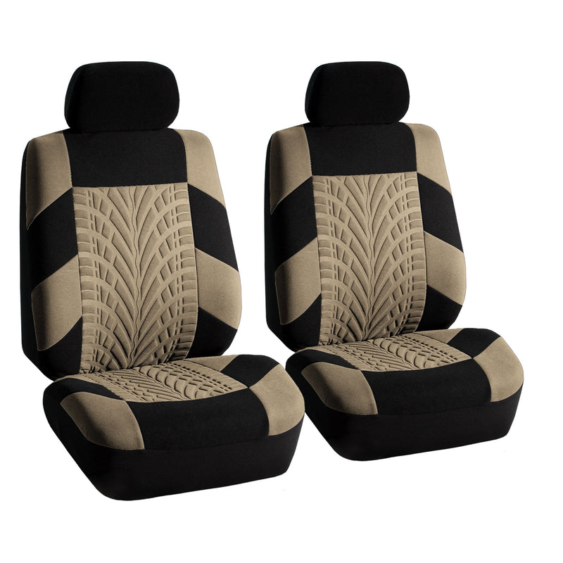 FH Group Car Seat Covers Front Set Premium Cloth -Covers for Low Back Car Seats with Removable Headrest,Universal Fit,Automotive Seat Cover,Airbag Compatible Car Seat Cover for SUV,Sedan Beige