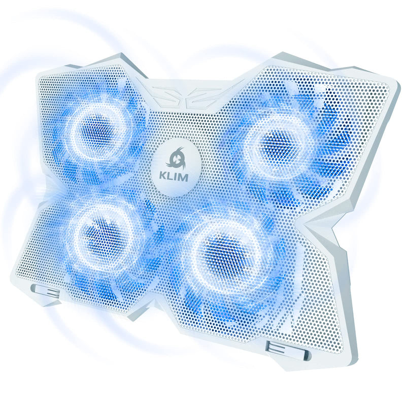 KLIM Wind Laptop Cooling Pad - More Than 500 000 Units Sold - New - The Most Powerful Rapid Action Cooling Fan - Laptop Stand with 4 Cooling Fans at 1200 RPM - USB Fan - PS5 PS4 - Full White