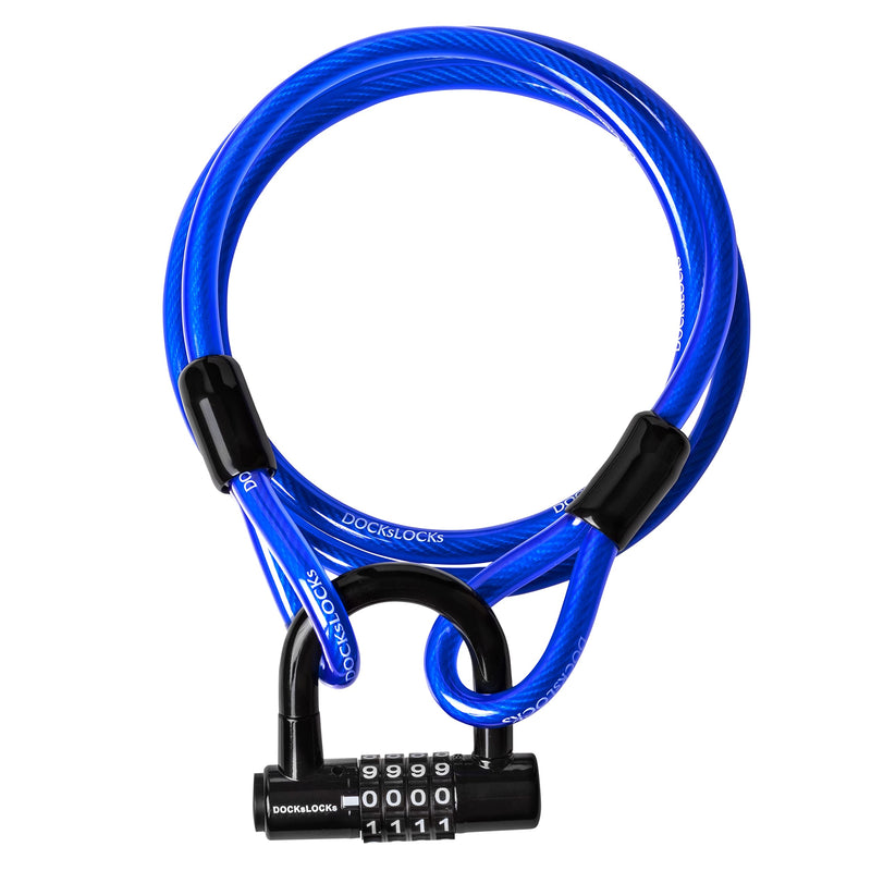 Security Cable Lock Set (5' to 25' Lengths) with U-Lock, 5ft | Anti-Theft Protection, 10mm Looped Ends Cable, Vinyl Coated, Weatherproof, Compact, Keyless, Resettable Combination