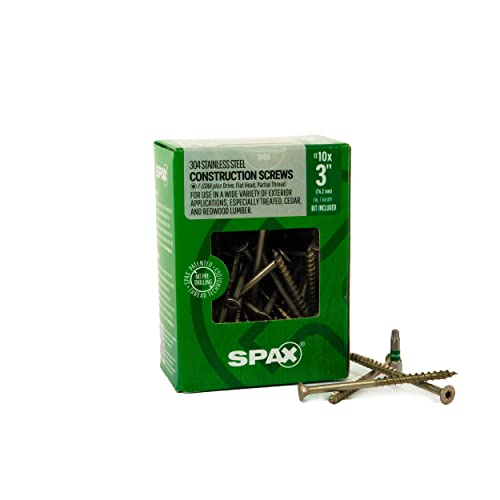 #10 x 3 Exterior Flat Head Construction Wood Screws (68 pcs) T20+ T-Star Plus Stainless Steel #10 x 3" 68