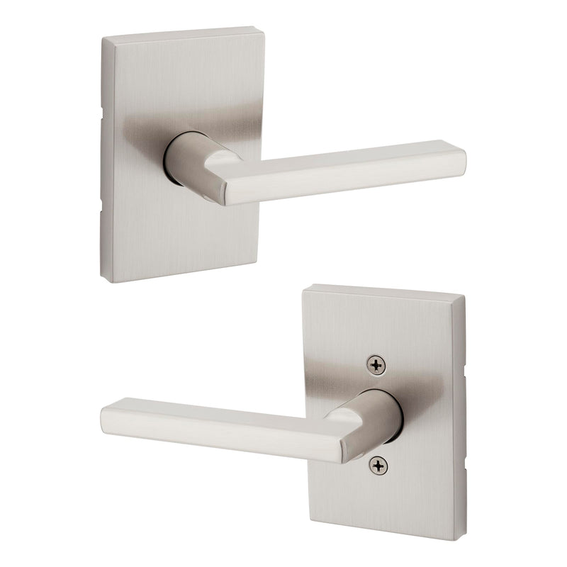 Kwikset Halifax Interior Passage Door Handle, Lever For Closet and Hallway Doors, Reversible Non-Locking Handle Lever, Satin Nickel, with Microban Protection 1 Pack