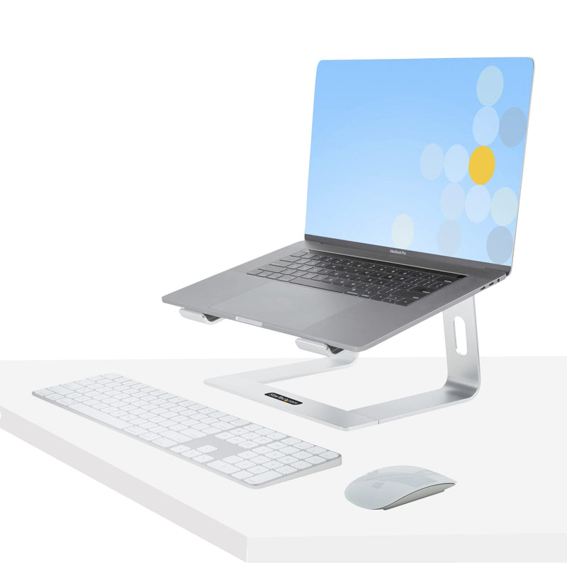StarTech.com Laptop Stand for Desk, Supports 5kg/11lb, Aluminum, Silver, Ergonomic Laptop Riser, Portable Laptop Holder, Computer Stand for MacBook Air/Pro, Dell XPS, Lenovo (Laptop-Stand-Silver)