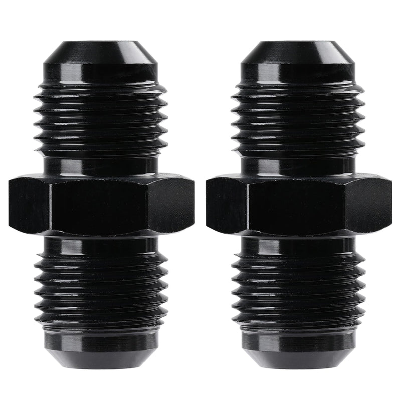 Ucreative 6AN to 6AN Male Flare Coupler Union Straight Fuel Hose Fitting Black (2PCS) 6AN to 6AN - 2PCS