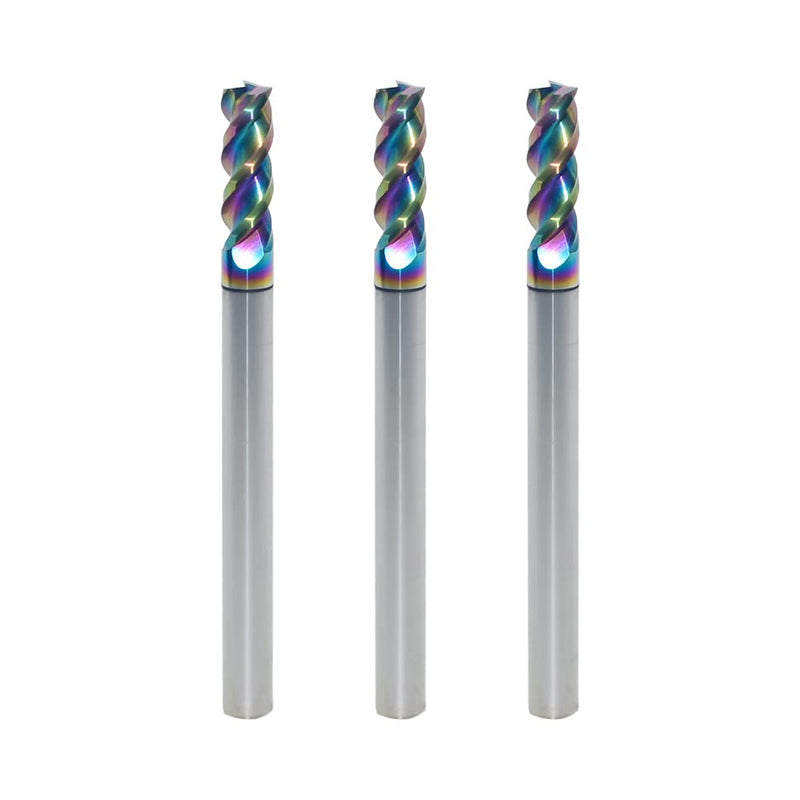 4mm Carbide Square End Mill for Aluminum & Copper Applications, 3-Flute, HRC 55 Deg, 4mm Cutting Diameter, 50mm Length, High Feed U-Type Design, for Roughing and Finishing (3 Pieces) 4mm (3 Pieces)