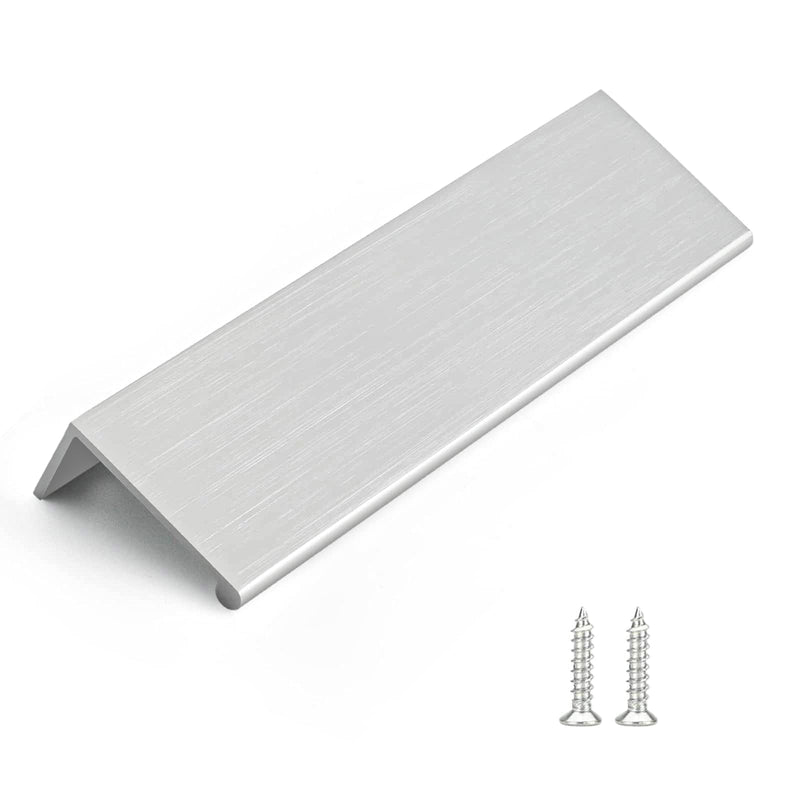 Rergy 10 Pack 5 INCH Cabinet Pulls Brushed Nickel Finger Pulls, Brushed Nickel Edge Pulls for Cabinet Kitchen Cabinet Edge Pulls, 128mm Cabinet Finger Pulls Hole Center: 5in(128mm)