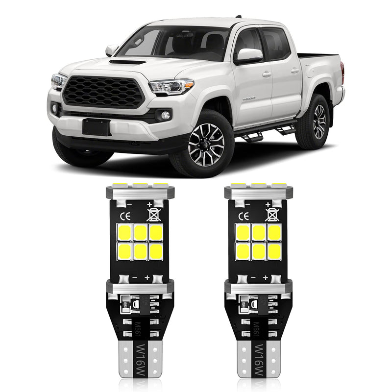 T15 921 912 906 LED Bulbs 2835 Chipsets Compatible with 2005-2017 2018 2019 2020 2021 Toyota Tacoma Back Up Reverse Lights Xenon White, Pack of 2