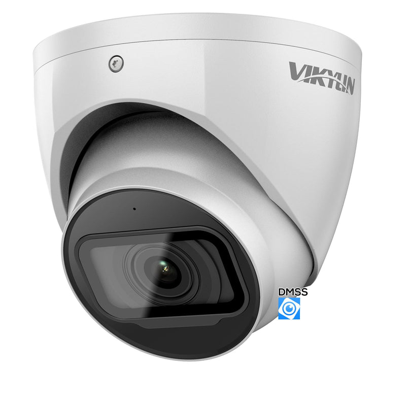 VIKYLIN 4K 8MP Starlight IP Security Camera Dome with Built-in Mic, 256GB SD Card Slot, 2.8mm Lens, 98ft IR,IP67, Indoor Outdoor PoE Surveillance Camera,DMSS/SmartPss Lite Moon White VD-2TM81-AS-D G2