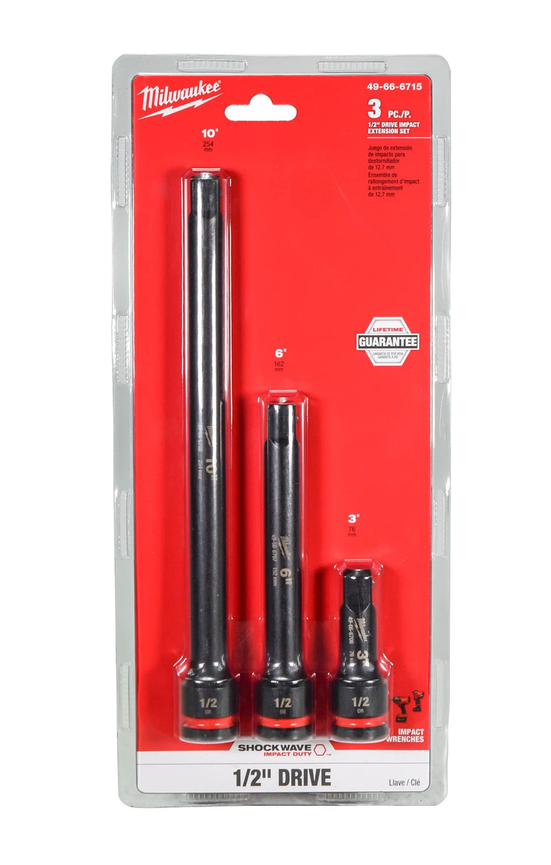 Milwaukee Electric - 3PC Shockwave IMP Duty 1/2DR Extension Set