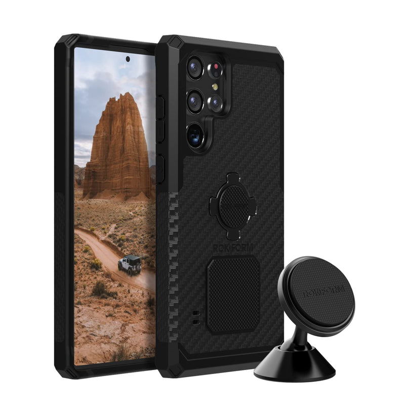 Rokform - Galaxy S22 Ultra 5G Rugged Case + Swivel Dash Phone Mount for Car, Truck, or Van