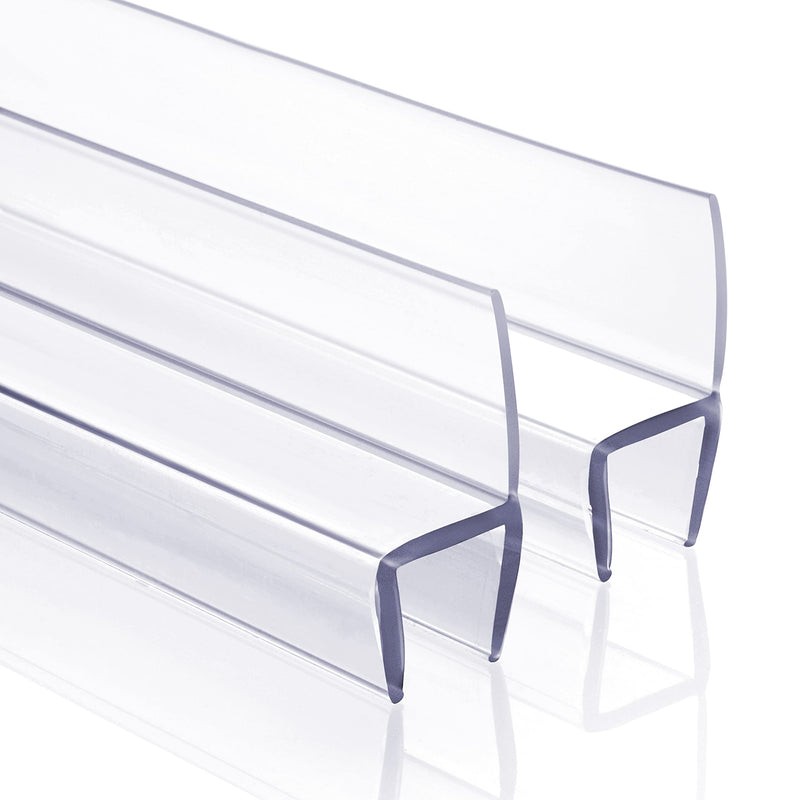 Shower Door Seal Strip, 2 PCS 3/8" X 77" Frameless Glass Door Side Seal for 3/8 Inch Glass, Clear Door Sweep to Stop Leaks and Create Water Barrier For 3/8" Glass-2PCS X 77"