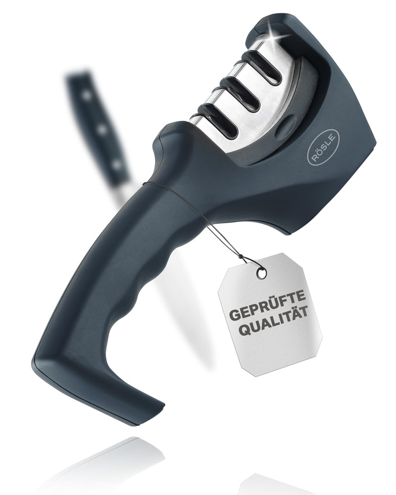 Rösle Knife Sharpener with 3 levels and Ergonomic Slip-Resistant Grip