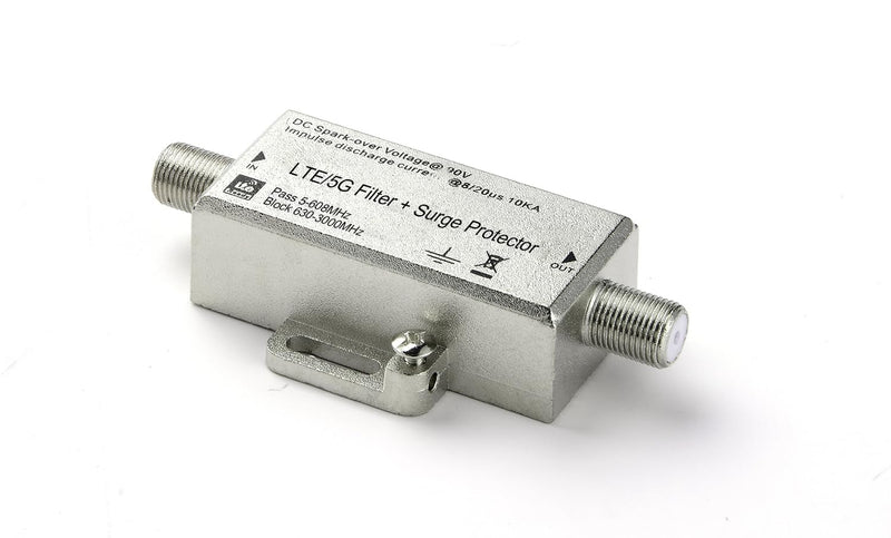 PIBIDI LTE Filter – Reduces 4G/5G LTE Interference with Grounding Block and Surge Protector, Frequency Range 5-608 MHz, Optimized for 2023 US LTE and 5G Standards