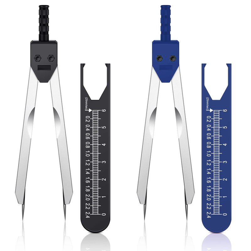 Frienda 2 Pieces EKG Caliper ECG Calipers Measuring Tool with Ruler Electrocardiogram Drafting Divider for Nursing (Black,Blue) Black, Blue
