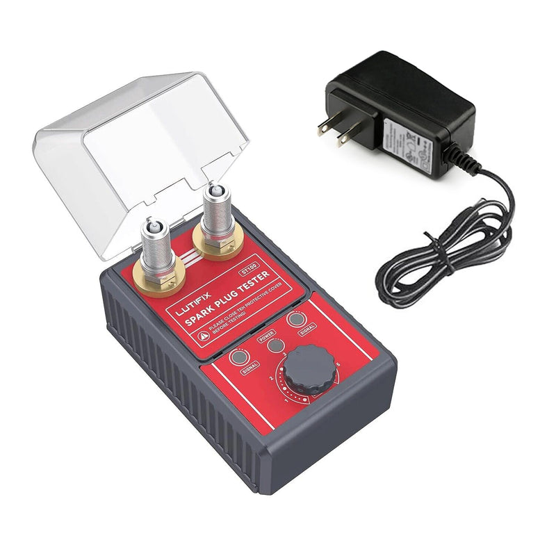 Spark Plug Tester, Automotive Dual Holes Spark Plug Tester Tool with Adjustable Dual Holes Ignition Tester and Protective Cover Spark Plug 0 to 6000rpm Adjustable for 12mm Spark Plug 2 Holes