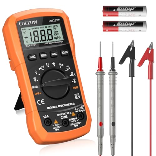 Digital Multimeter,Multimeter Tester, High Sensitivity Voltmeter Ammeter Ohmmeter NCV Circuit Checker Measures AC/DC Voltage,AC/DC Current, Resistance, Diodes, Continuity, Transistor Black