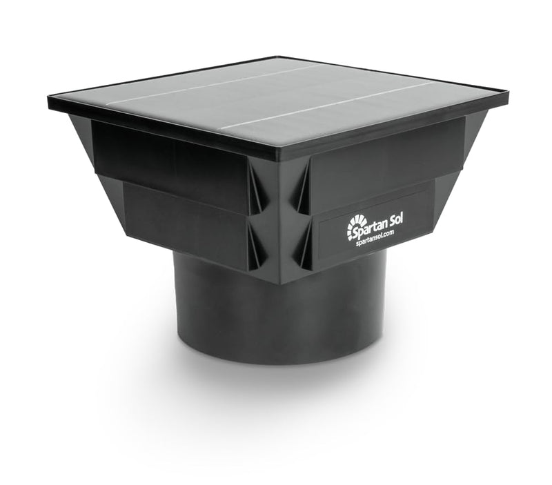 Solar Ventilation Fan - Universal Fit for 3” and 4” Pipes - Portable Exhaust Fan For Porta Potty, Sheds, Dog Houses, Green Houses - Compact size 6”x6”x4.5”