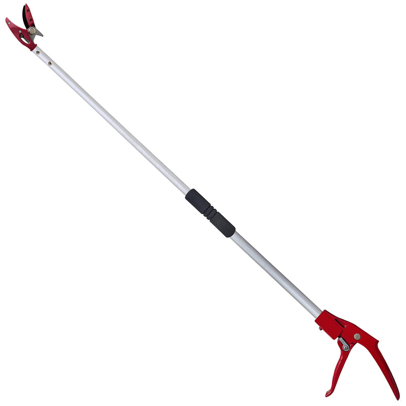Tree Trimmer, 4 Foot Pole Pruner, Long Reach Pruning Shears, Cut and Hold Garden Clippers, Aluminum Lightweight Handle Fruit Picker, Branch Bypass Loppers