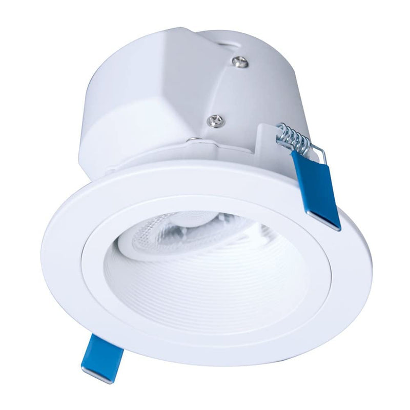 HALO RLS 4 in Adjustable Canless Recessed LED Downlight for Sloped Ceilings with Selectable Color Temperature 2700K-5000K, Dimmable, 900 Lumens, IC-Rated RLS4099FS1EWHDMR 4 inch