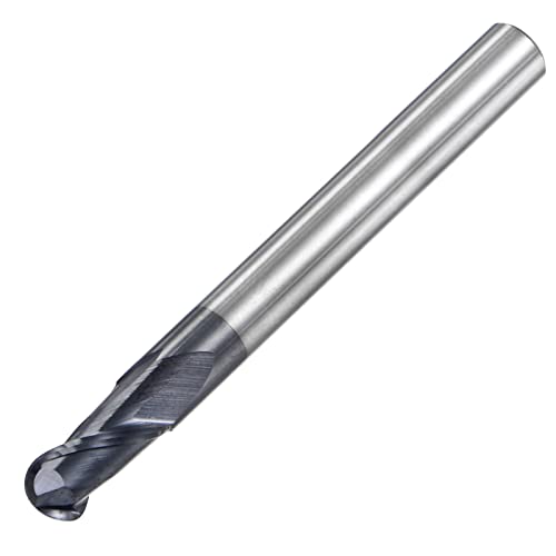 uxcell Ball Nose End Mill 3mm Tip Radius Solid Carbide AlTiSin Coated CNC Router Bits 2 Flute Spiral Milling Cutter HRC45 with 6mm Shank 100mm (4-inch) Length 3mmx12mmx6mmx100mm