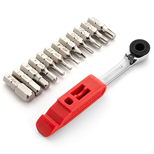Prestacycle Prestaratchet GO 6-in-1 Bicycle Multi-Tool Wallet Kit – Ratcheting Wrench, Tire Lever, Valve Core Tool, Chain Breaker, Bead Lifter & Tubeless Plugger – 25g Compact Bike Repair Kit 6-in-1 Multitool