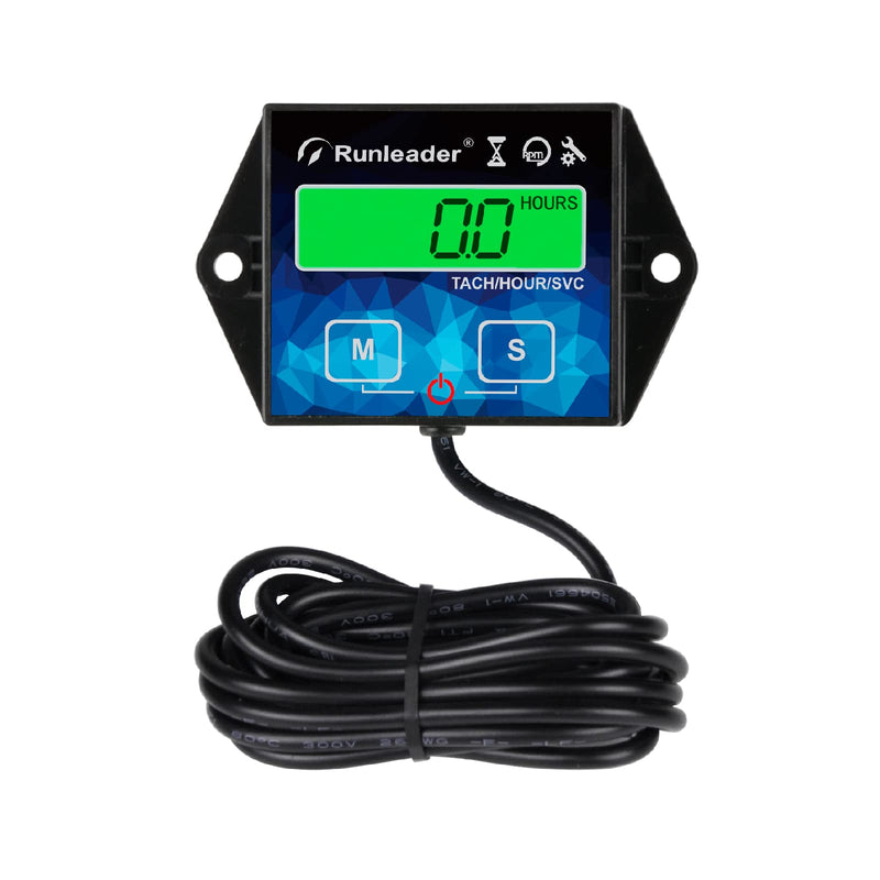 Digital Hour Meter Tachometer Maintenance Reminder Backlight Battery Replaceable for Small Gasoline Engine Lawnmower Snowblower Generator（Wire Length 10ft）
