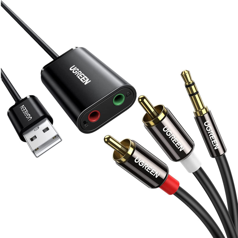 UGREEN USB Audio Adapter Bundle with 3.5mm to 2RCA Male Audio Adapter