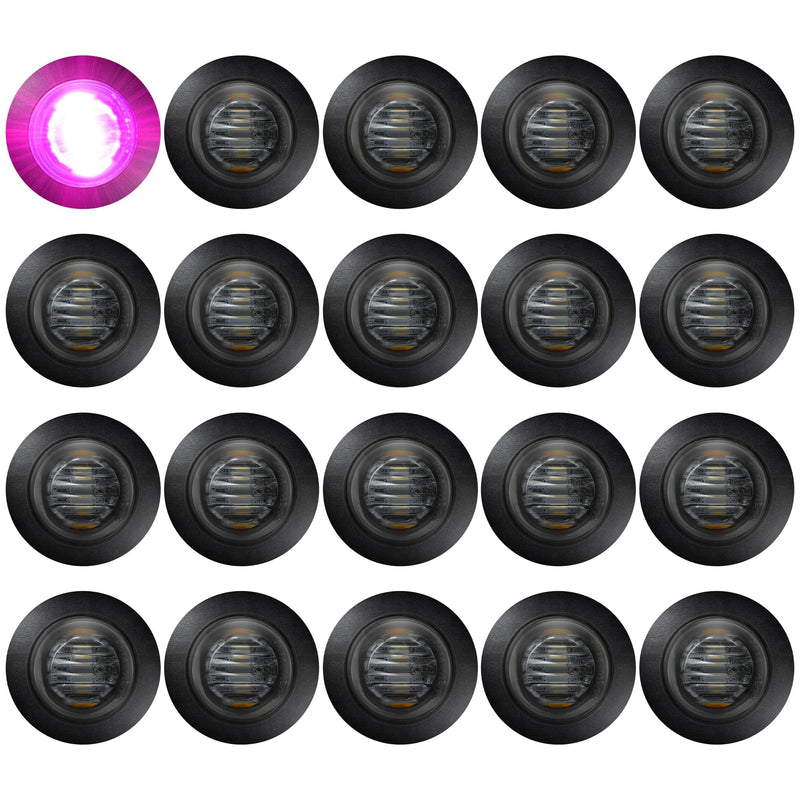 ALFU 20pcs Purple 3/4" Round LED Trailer Side Marker Clearance Lights Front Rear Signal Marker Indicators Tail Light Waterproof for Boat Lorry Truck Pickup Bus RV Car Bus Van 20Purple(Smoked)