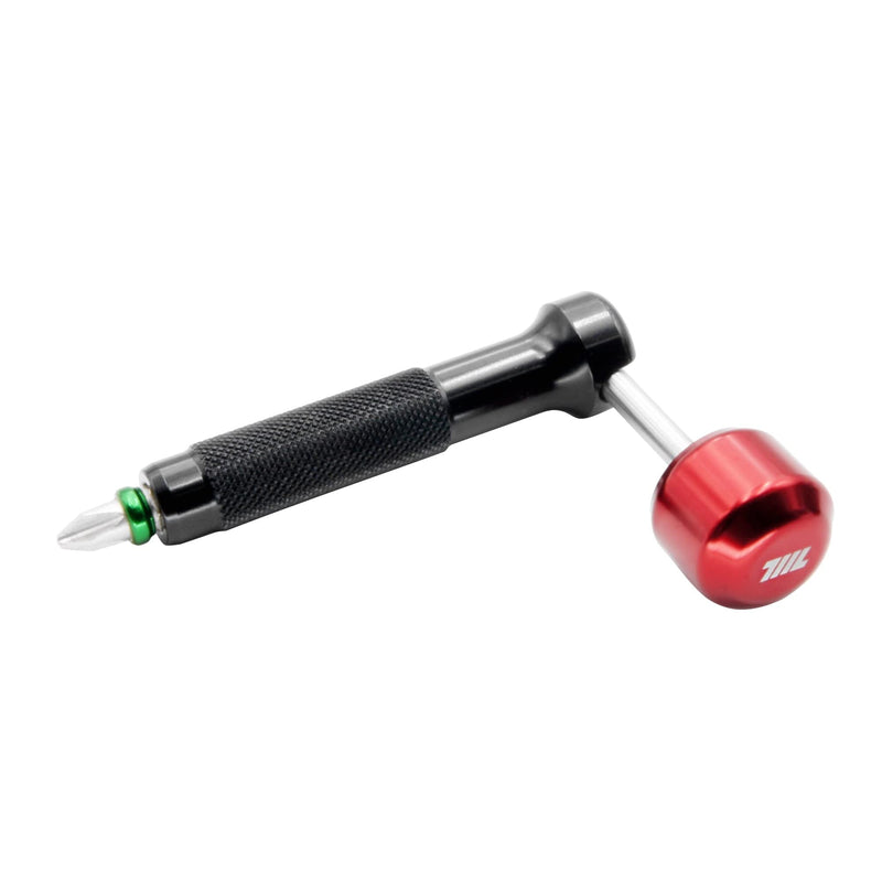 711L Lollipop Bit Driver - Pocket EDC Screwdriver with Retractable Lever for Extra Torque - Interchangeable 1/4" Hex Bit Driver (Aluminum Black) Aluminum Black Red