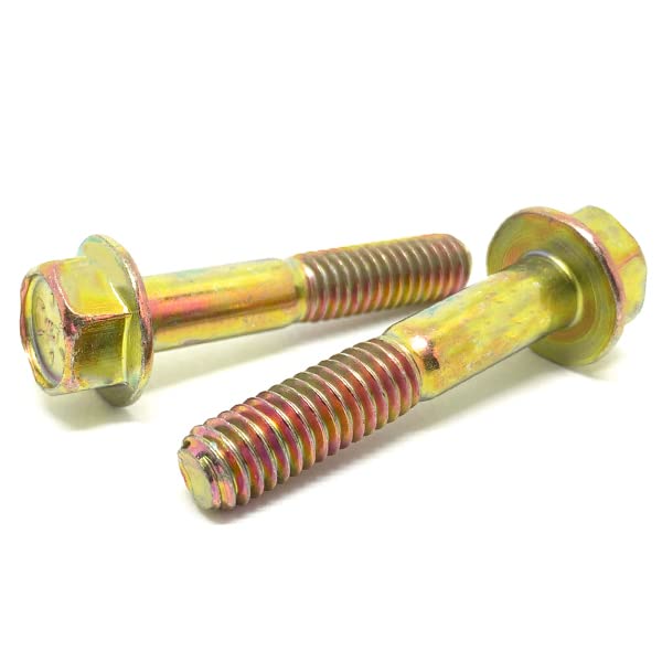 (25 Pieces) 5/16-18x2 Grade 8 Hex Flange Bolts Screws UNC Coarse Partial Threads Zinc Yellow 25