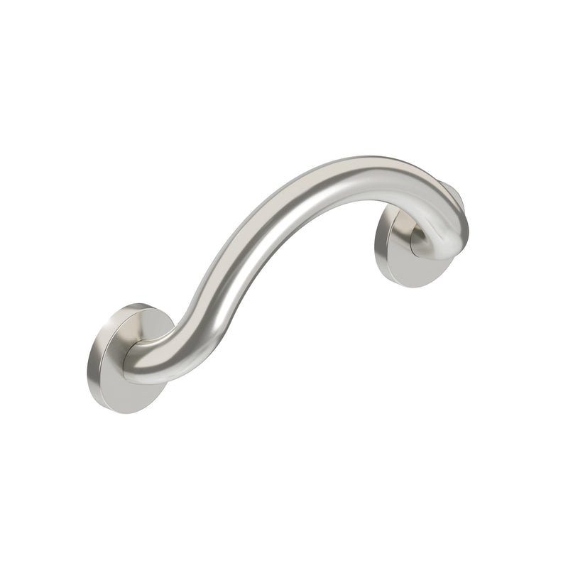 HEALTHCRAFT Plus Crescent Grab Bar 14.3", ADA Safety - Brushed Stainless | Curved crescent design, concealed screws, decorative safety bar Brushed Stainless Steel