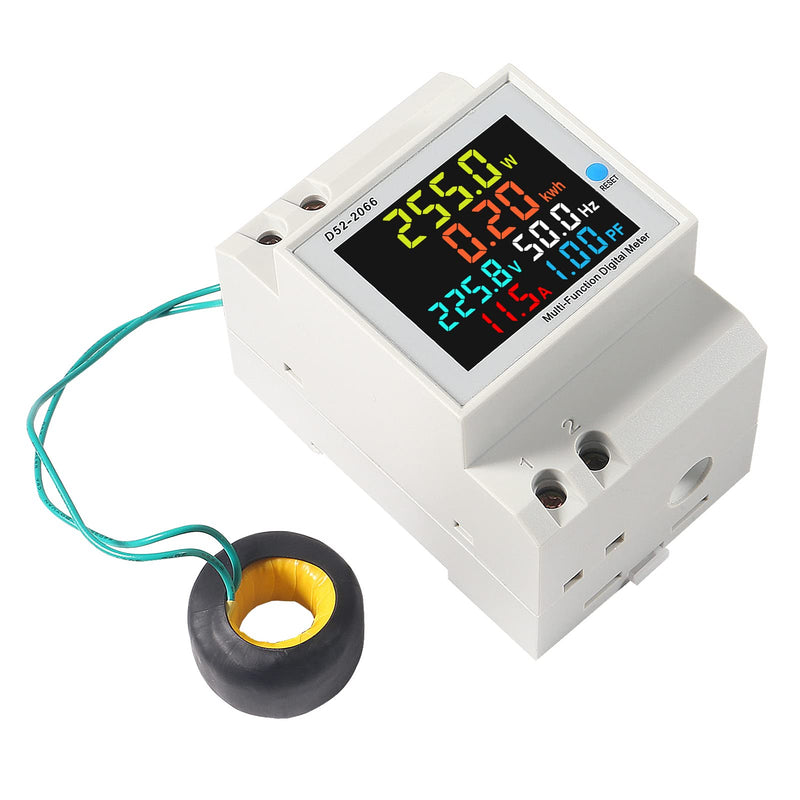 Electricity Single Phase Energy Meter Tester Electricity Usage Monitor AC 110V 40V-300V 100A Ampermeter Power Voltmeter Ammeter Voltage Amps Watt Kwh Frequency Power Factor Multimeter - External CT AC 40V-300V
