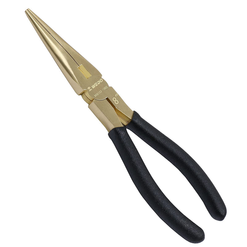 WEDO Brass Long Nose Pliers 8", with Non-Slip Handle, Snipe Nose Pliers, Length 200mm