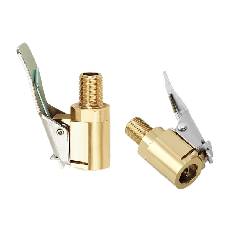 Tire Air Chuck with Clip Adapter, Brass Locking Tire Inflator Nozzle Adapter Connect, No Leakage Tire Chucks for Vehicle Inflator Compressor Pump Connect Accessories Tool 8mm 2Pack