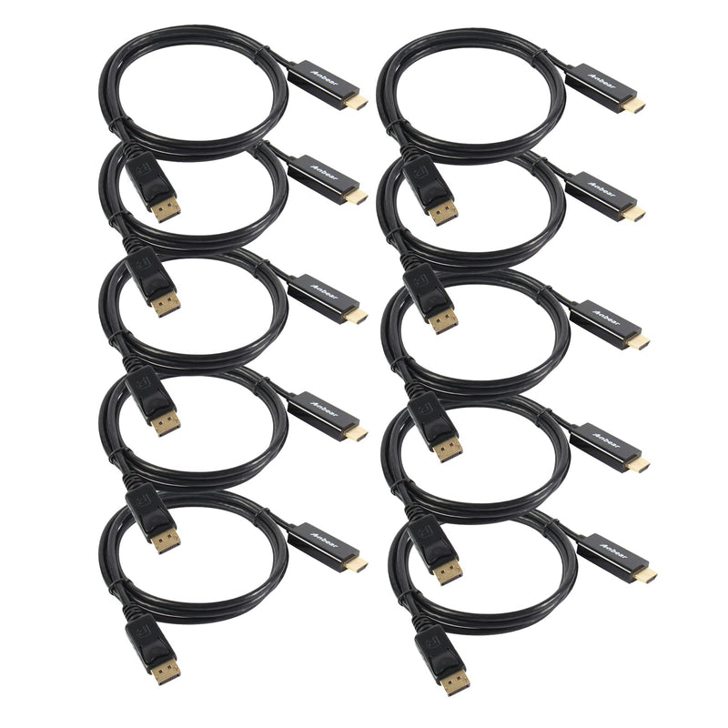 Display Port to HDMI Cable, Gold Plated Displayport to HDMI Cable 6 Feet(Male to Male) for DisplayPort Enabled Desktops and Laptops to Connect to HDMI Displays(10 Pack) 10 Pack