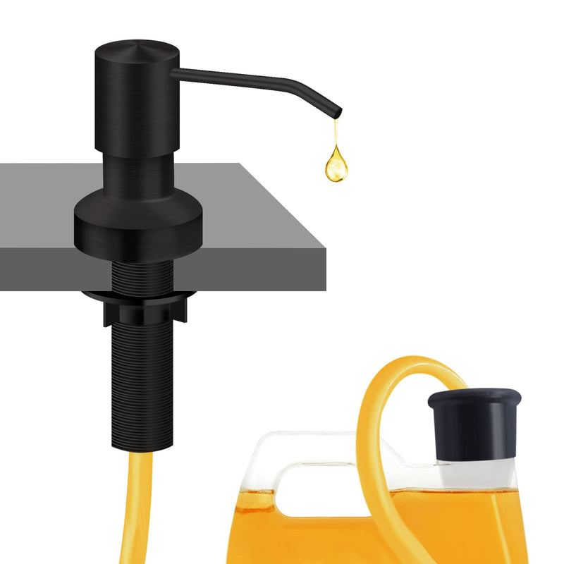 Sink Soap Dispenser for Kitchen Sink, Countertop Built in Sink Soap Dispenser with 47”Extension Tube kit, No Need to Fill The Little Bottle Again (Black) Black