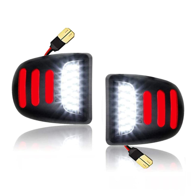 Bestview LED License Plate Light Tag Lamp Assembly - Tag Lights Led with Red OLED Neon Tube - Compatible with Chevy Silverado Suburban Tahoe GMC Sierra 1500 2500 3500 HD Escalade EXT, 2 Pieces Red&White LED
