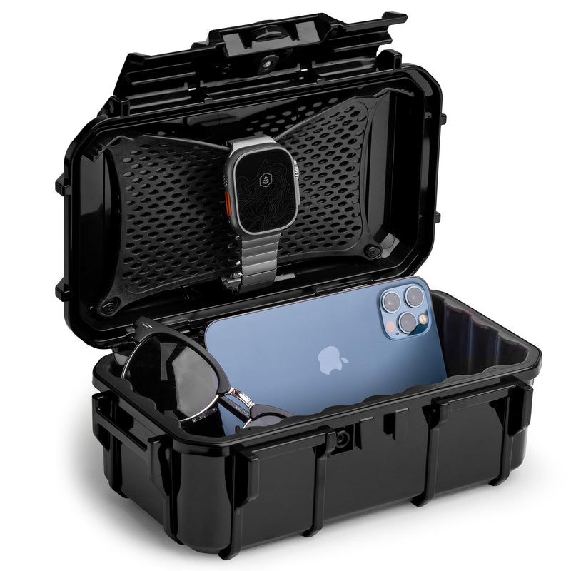 Evergreen 57 Waterproof Dry Box Protective Case - Travel Safe/Mil Spec/USA Made - for Cameras, Phones, Ammo Can, Camping, Hiking, Boating, Water Sports, Knives, & Survival (Black) Black