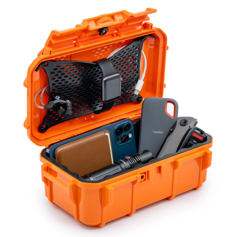 Evergreen 57 Waterproof Dry Box Protective Case - Travel Safe/Mil Spec/USA Made - for Cameras, Phones, Ammo Can, Camping, Hiking, Boating, Water Sports, Knives, & Survival (Orange) Orange