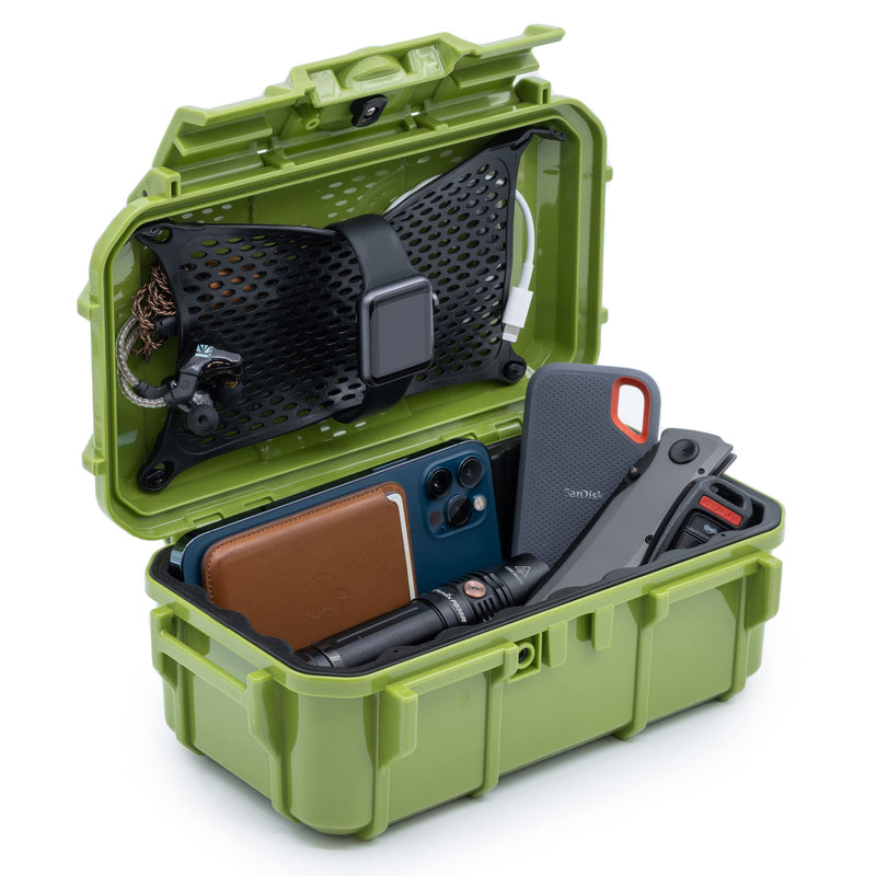 Evergreen 57 Waterproof Dry Box Protective Case - Travel Safe/Mil Spec/USA Made - for Cameras, Phones, Ammo Can, Camping, Hiking, Boating, Water Sports, Knives, & Survival (Green) Green