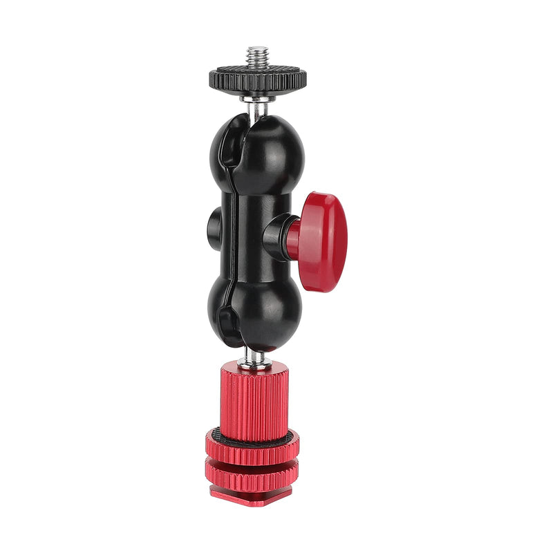 CAMVATE 360°Swivel Ball Head Holder with 1/4"-20 Screw Mount + Camera Hot Shoe Mount (Red) for DSLR Camera Monitor - 3068