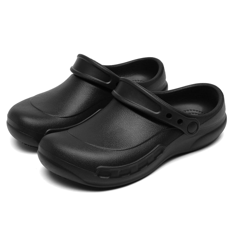 Unisex Oil Resistant Waterproof Chef Shoes Non Slip Kitchen Shoes for Men 10 Wide Women/9 Wide Men Black