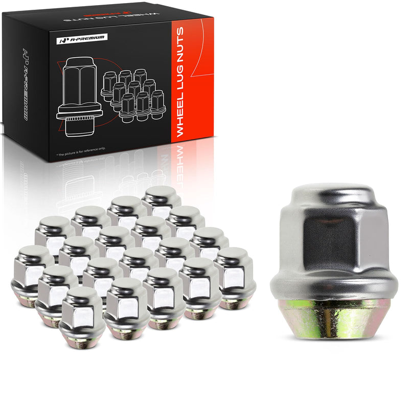 A-Premium 20pcs Wheel Lug Nuts M12 x 1.5 Chrome Conical Seat Lug Nuts Compatible with BMW Chrysler Dodge Ford Honda Jeep Capped Nut 6509769AA