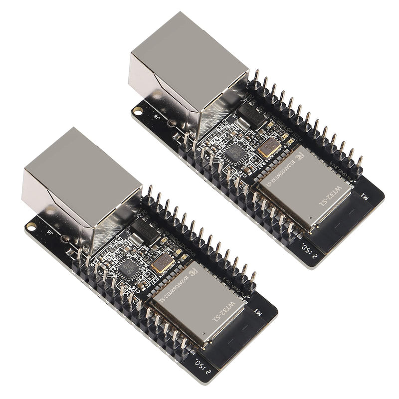 2 Pack WT32-ETH01 ESP32 Module Ethernet WiFi Bluetooth Development Board WT32-ETH01 Embedded Serial Port to Ethernet Converter Serial to WiFi&Bluetooth MCU Module 2PCS Welded Pins